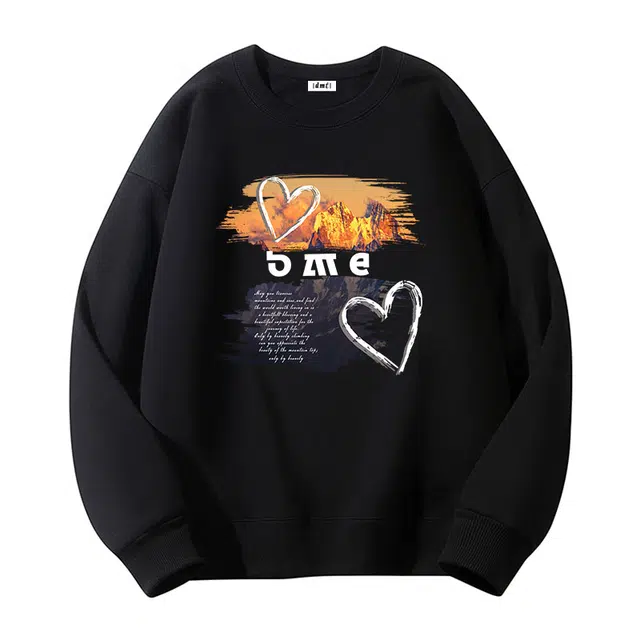 【dme】 百搭舒适宽松圆领套头复古字母印花时尚套头酷帅卫衣 男女同款