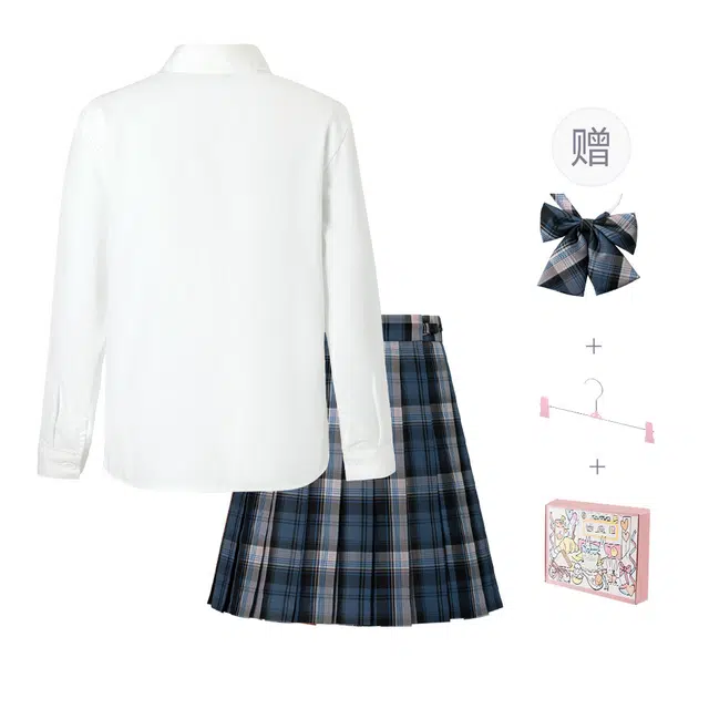 日暮星河 时尚舒适宽松长袖卫衣格子短裙休闲套装 女款