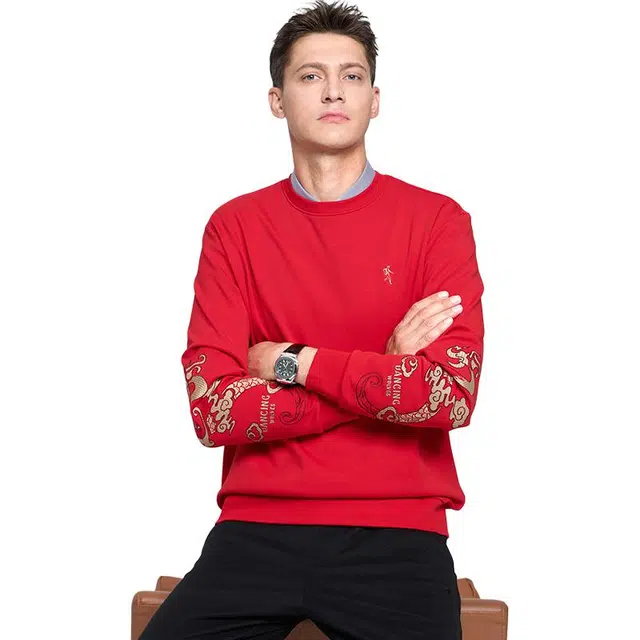 与狼共舞 舒适时尚休闲百搭圆领套头卫衣 男款
