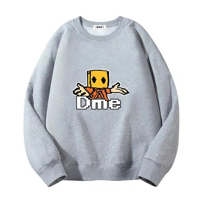 【dme】 宽松字母圆领纯色长袖卫衣 男女同款