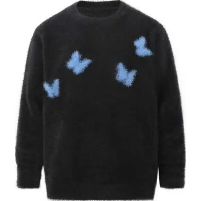 极限涡轮 蝴蝶舒适时尚百搭宽松针织衫 男女同款 黑色