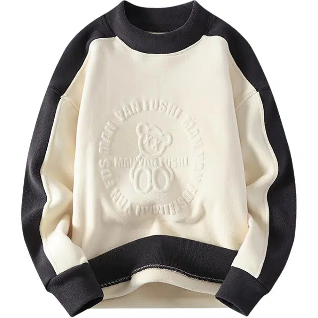 物质公式 美式字母小熊刺绣印花复古欧美小众设计街头潮牌港风高级休闲宽松感百搭圆领卫衣 男女同款