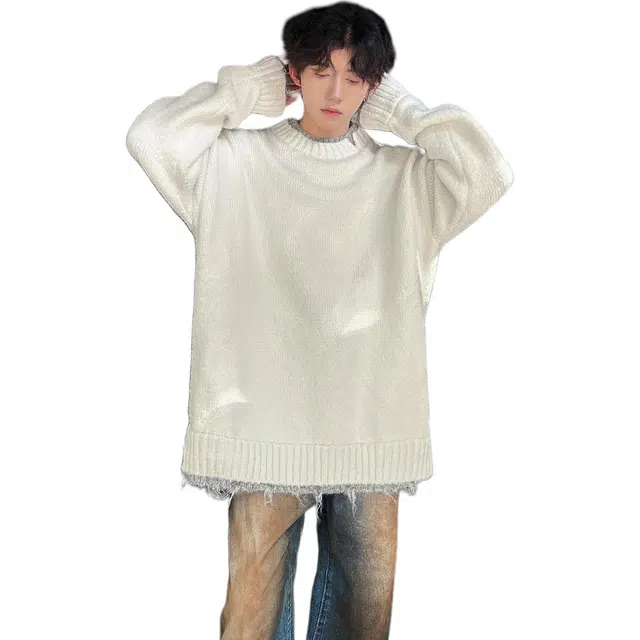 极限涡轮 圆领宽松舒适柔软假两件针织衫 男女同款