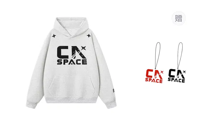 中国航天 贴布绣美式复古高街潮牌重磅套头连帽卫衣 男女同款
