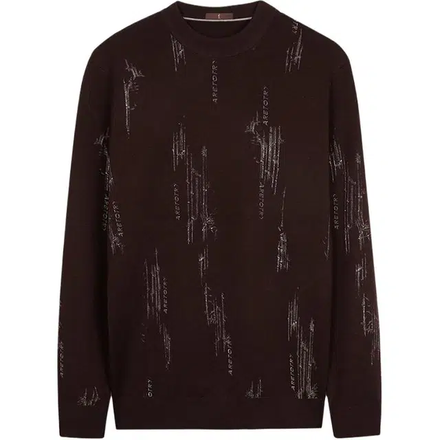 才子 满印国风竹子设计保暖厚针织衫 男款