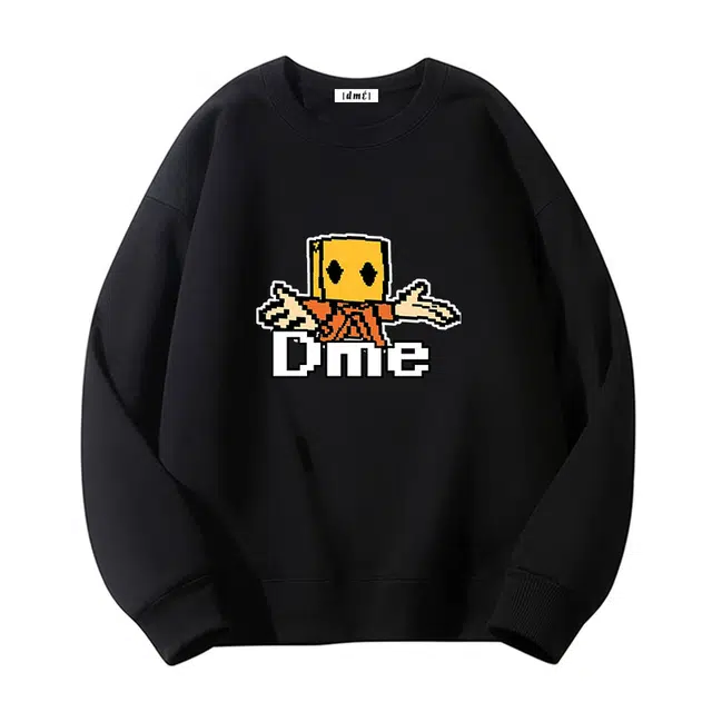 【dme】 宽松字母圆领纯色长袖卫衣 男女同款