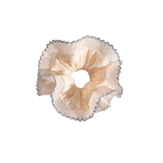 水中玉 法式蕾丝大肠发圈高级感大号丸子头蓝色花边发绳马尾发饰 皮筋 头绳 女款