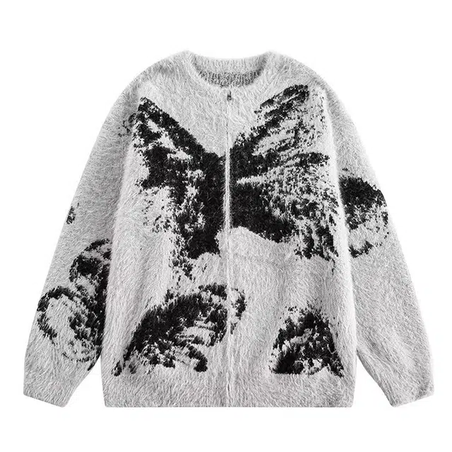 极限涡轮 美式复古时尚百搭拉链开衫针织衫 男女同款 灰色