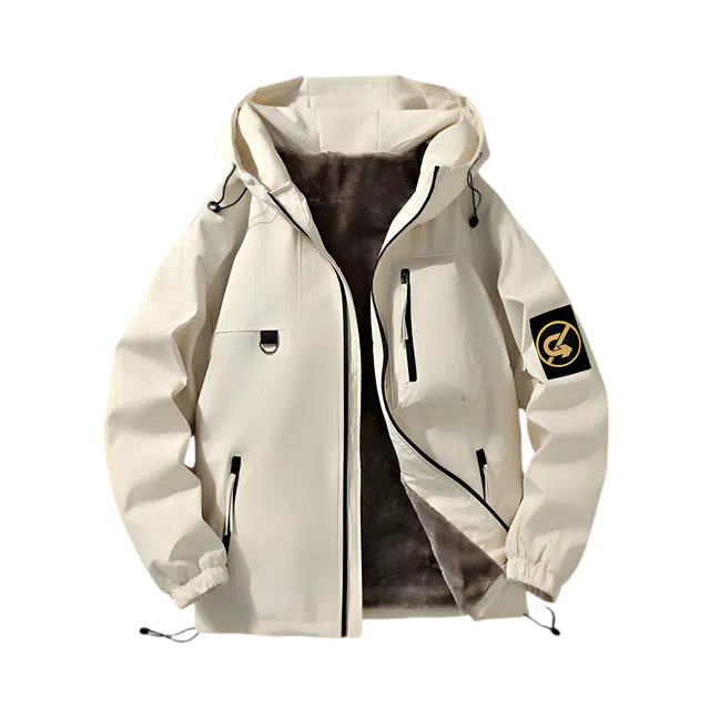 雅鹿  秋冬季加绒加厚男士连帽潮流时尚夹克外套  防水防风冲锋衣 男款