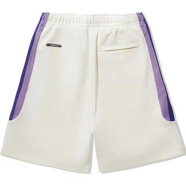 中国李宁 重燃系列 拼接运动休闲短裤 男款 米白色