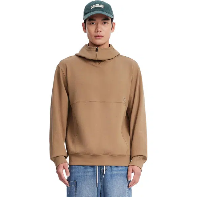 美特斯邦威 山系舒适百搭简约半拉链长袖连帽卫衣 男女同款