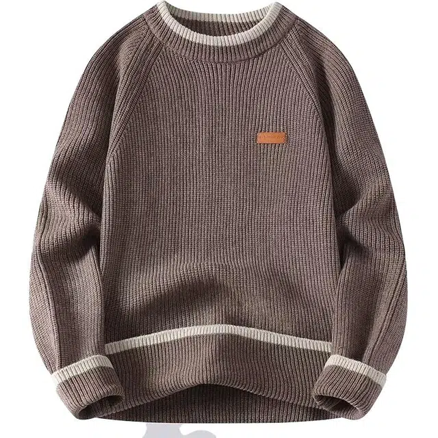 玉儿恋 撞色宽松百搭套头长袖针织衫 男款