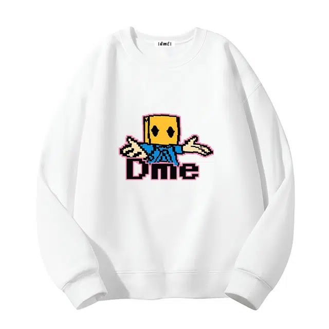 【dme】 宽松字母圆领纯色长袖卫衣 男女同款