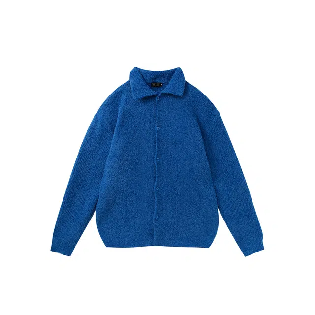 我是大卫 美式翻领开衫小众设计感韩系慵懒高级宽松针织衫 男女同款