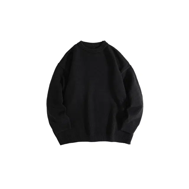 物质公式 打底圆领纯色美式复古高街套头防风柔软舒适保暖通勤休闲极简风圆领百搭亲肤针织衫 男女同款