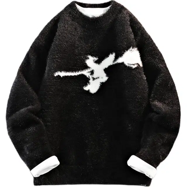 极限涡轮 潮流时尚舒适百搭宽松百搭针织衫 男女同款 黑色