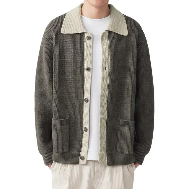 极限涡轮 简约时尚撞色翻领线衣高质量百搭针织衫 男女同款