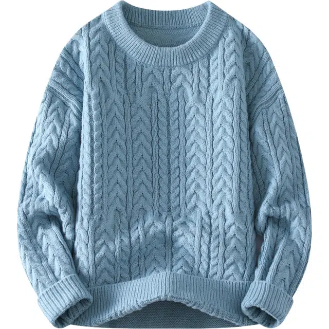 极限涡轮 日系复古简约纯色圆领宽松百搭条纹休闲潮流打底长袖针织衫 男女同款