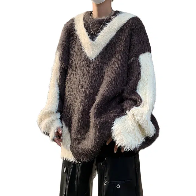 极限涡轮 高街美式宽松复古百搭修身休闲学院风针织衫 男女同款