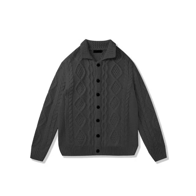 我是大卫 日系纯色百搭翻领开衫韩版宽松加厚长袖针织衫 男女同款