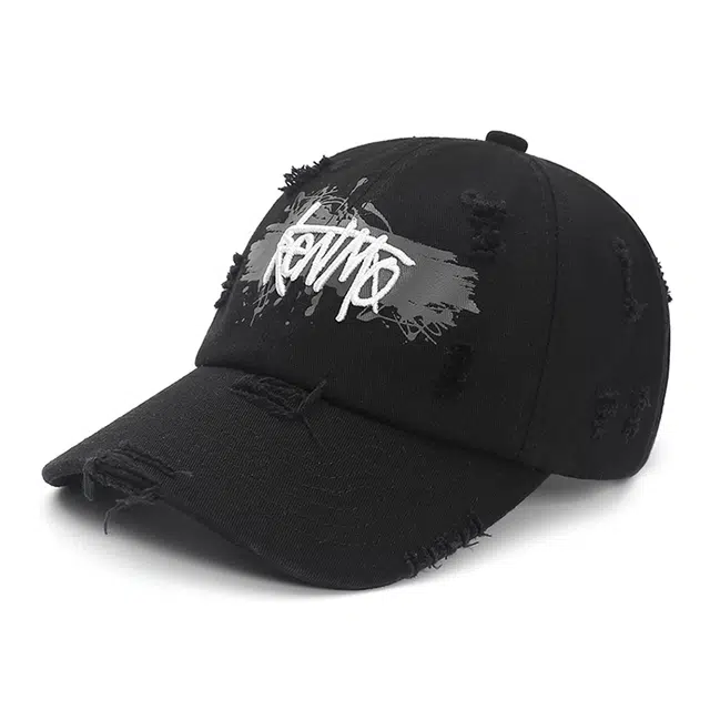 肯默 街潮涂鸦 做旧破洞 街头嘻哈 遮阳防晒 头围可调节 棉 鸭舌帽 男女同款情侣款