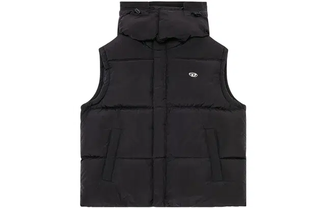 DIESEL Logo Vest with Detachable Hood Black