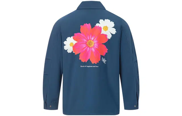中国李宁 花卉宽松夹克外套 男女同款 月海蓝