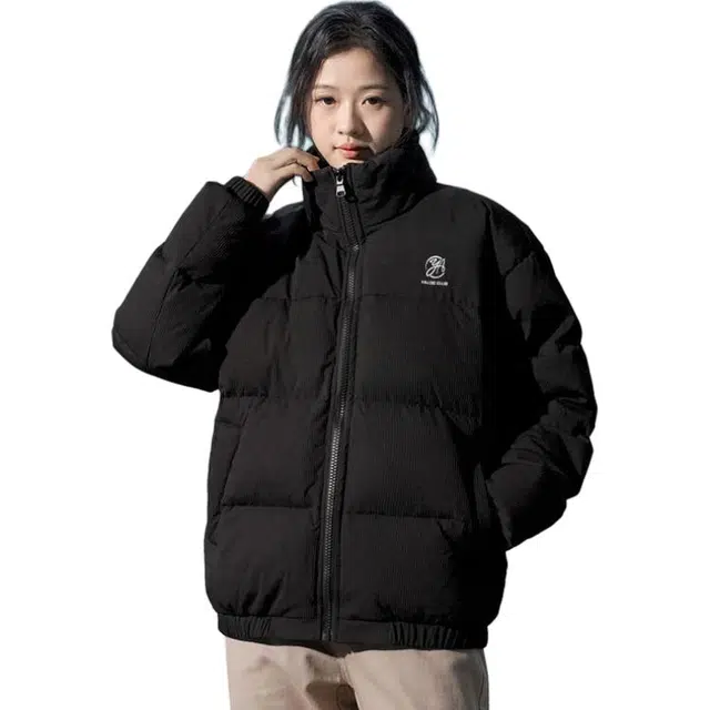 雅鹿 国潮简约舒适通勤户外运动宽松百搭设计感经典印花无性别主义学院风日常通勤面包服落肩垂羽绒服 男女同款