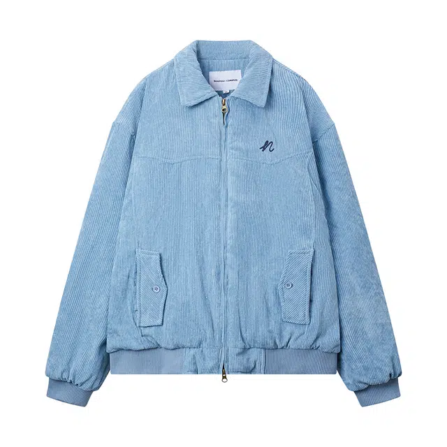 江南先生 美式复古刺绣灯芯绒刺绣翻领加厚保暖外套棉服 男女同款