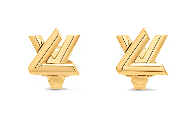 Louis Vuitton Logo Earrings Gold