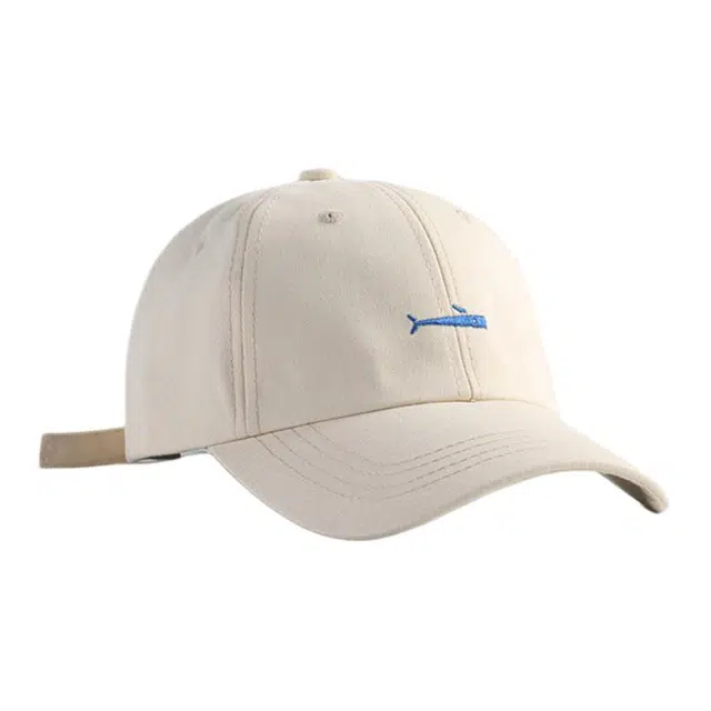 优莲茵 韩版简约纯色鲸鱼小姐刺绣遮阳 大帽檐显脸小可调节 百搭舒适透气防晒 棉 鸭舌帽 男女同款情侣款