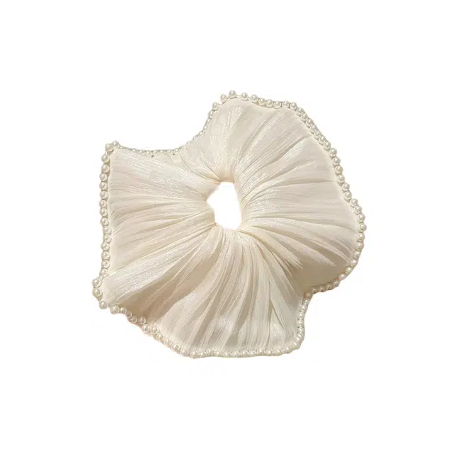 水中玉 韩系超大仿珍珠网纱大肠 扎头 慵懒风 皮筋 头绳 女款