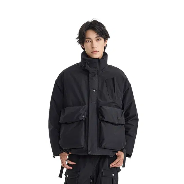 【dme】 日系刺绣设计立领户外工装羽绒服 男女同款
