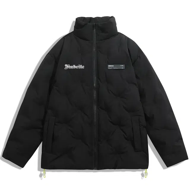 金贝勒 字母印花立领宽松落肩拉链长袖加厚保暖面包羽绒服 男女同款