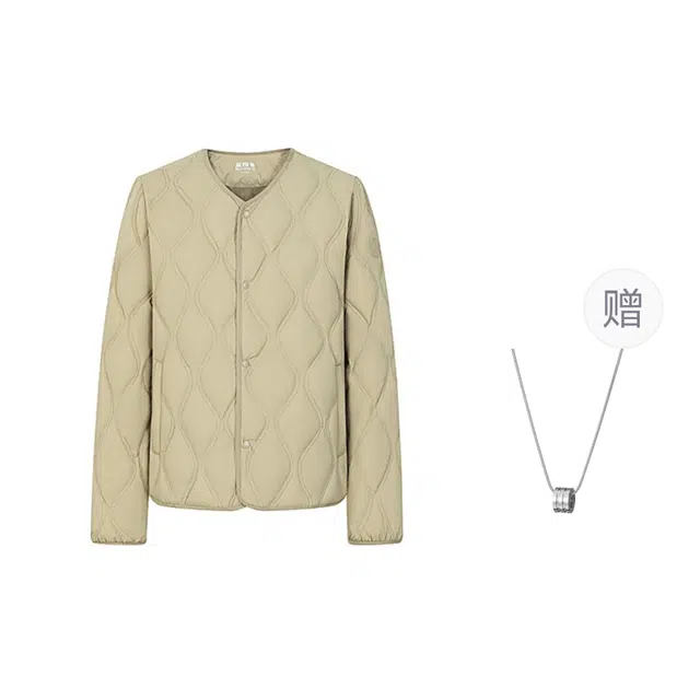 波司登 纯色单排扣轻量保暖内胆外穿双插袋轻薄羽绒服 男女同款 浅瓷米