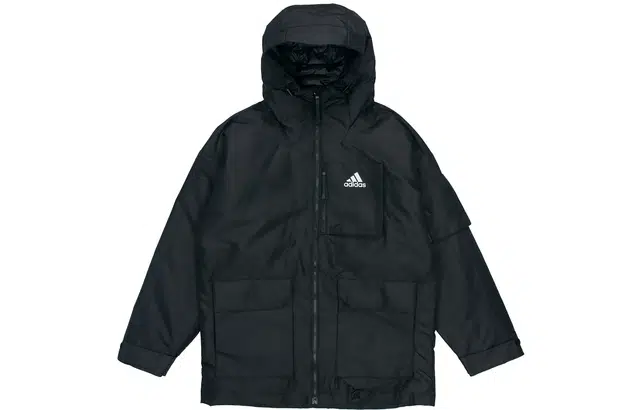 adidas Logo Multi-Pocket Outdoor Down Jacket Winter Men Black