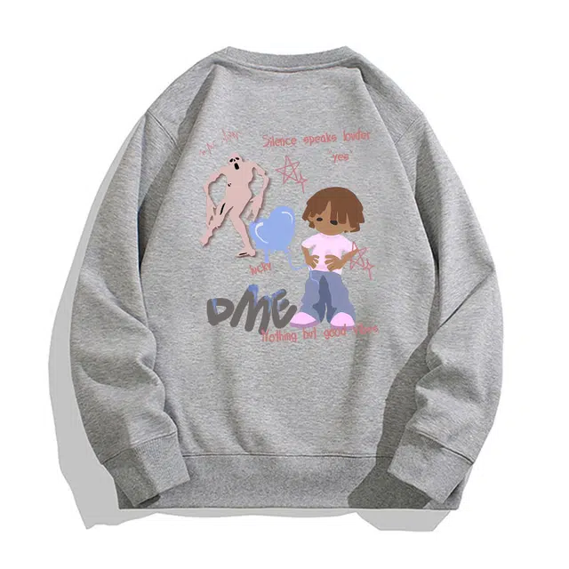 【dme】 潮流个性图案字母印花韩版宽松长袖卫衣 男女同款