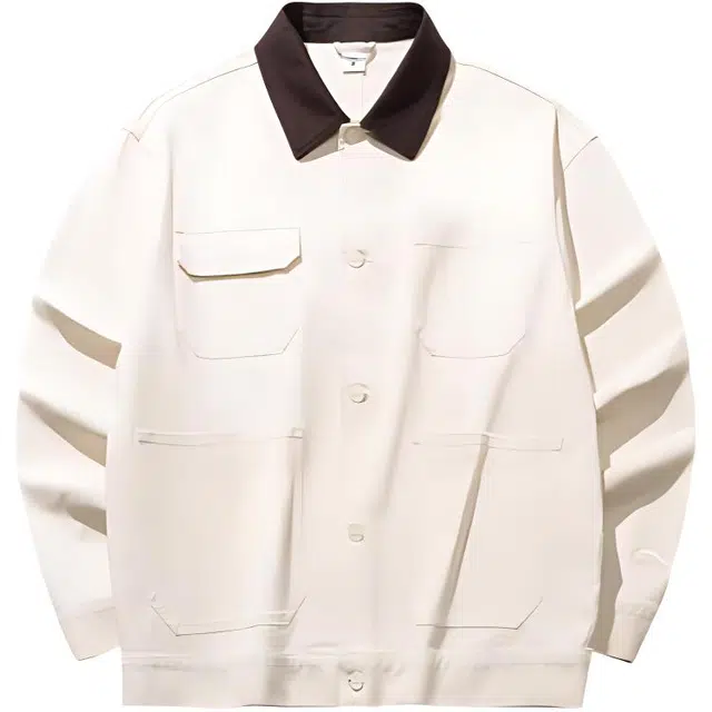 超级安踏 拼色单排扣翻领舒适透气百搭夹克外套 男款 素杏