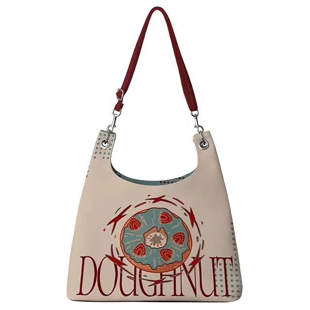 奥松 家用家居美式复古甜甜圈早秋托特女式单肩包 科技布 斜挎包 男女同款情侣款 杏色