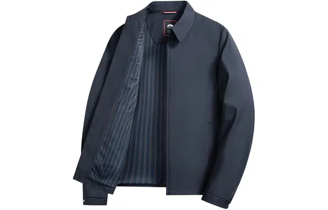 雅鹿 纯色翻领拉链长袖夹克外套 男款