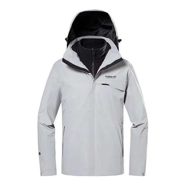 探路者 纯色拉链开衫防风保暖三合一冲锋衣 冬季 男女同款