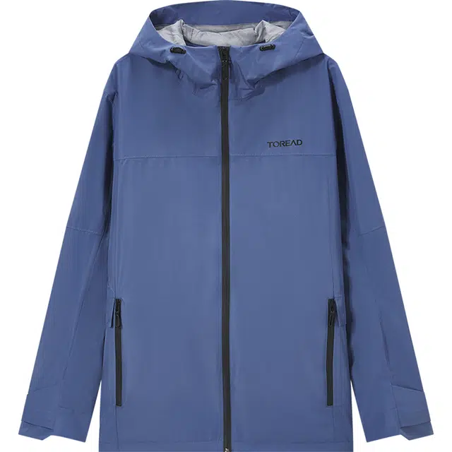 探路者 纯色户外防水防风薄款单层连帽冲锋衣 男款