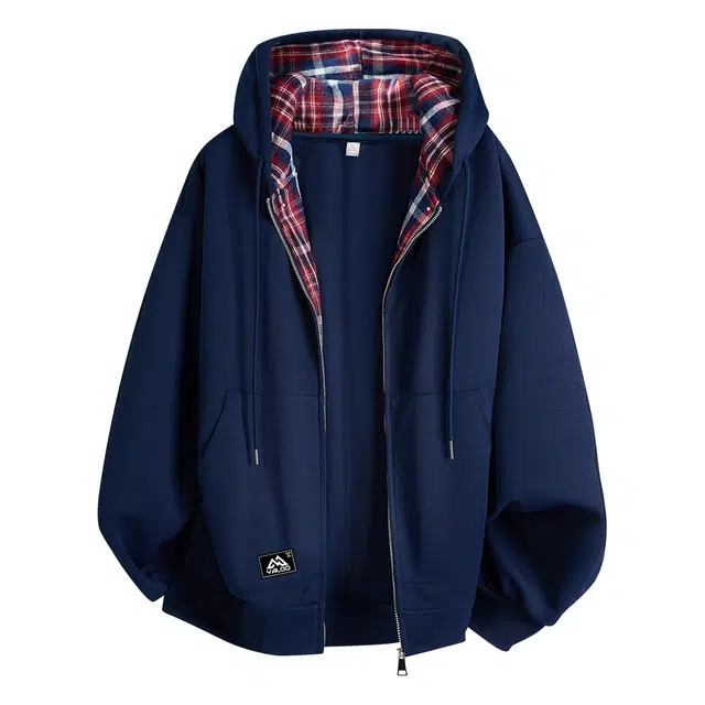 雅鹿 美式街头复古印花休闲宽松百搭氛围感连帽高街学院风高级感夹克外套 男女同款