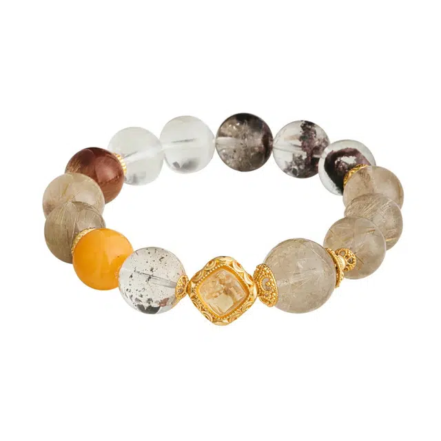 龙弗 【提升运势】诸事顺利事事圆满好运平安东方美学新中式文玩复古气质盘完复古经典高级感 白水晶 手串 女款