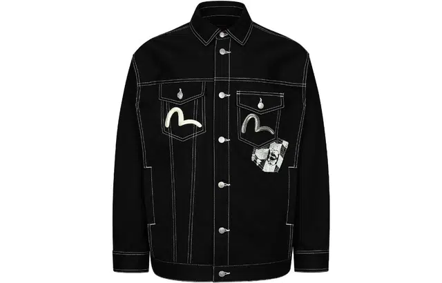EVISU Multi-Pocket Loose Fit Denim Shirt Jacket
