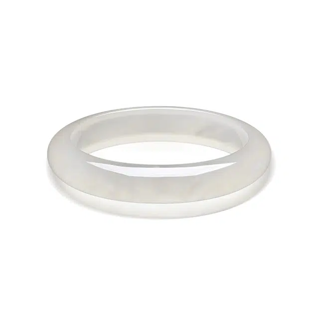 谧月珠宝 新中式国潮风韵轻奢精致高级感小众创意设计潮流时尚浅灰色古风汉服旗袍百搭单圈日常通勤好运天然 玉髓 玉石手镯 男女同款情侣款