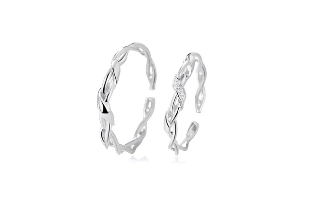 牧言 冷淡风森系相思藤蔓对戒告白开口可调节指环 交织缠绕戒指 男女同款情侣款