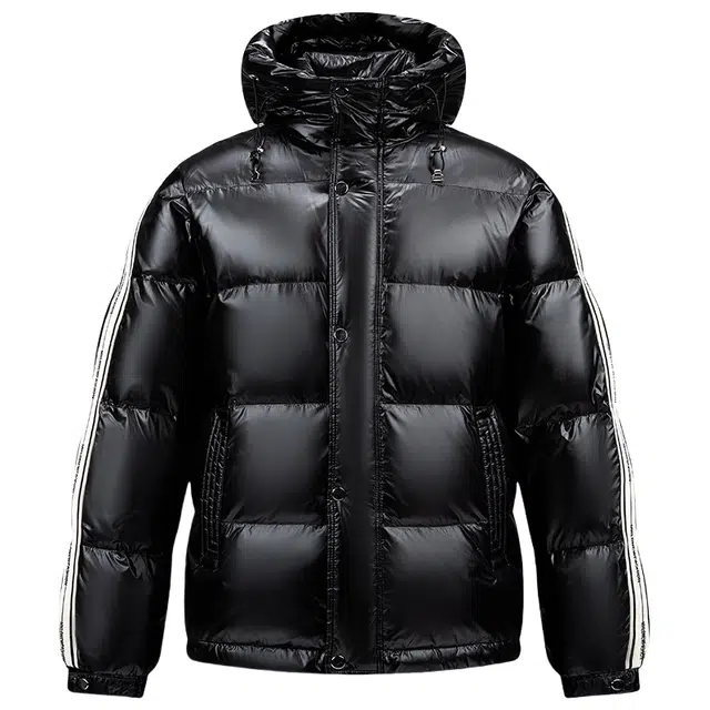 鸭鸭 亮面系列 中青年时尚韩版潮流百搭短款连帽户外休闲运动防寒保暖面包羽绒服 男款