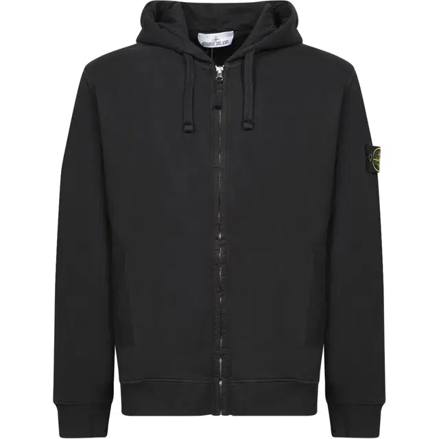 Stone Island Compass Patch Zip Hoodie Black