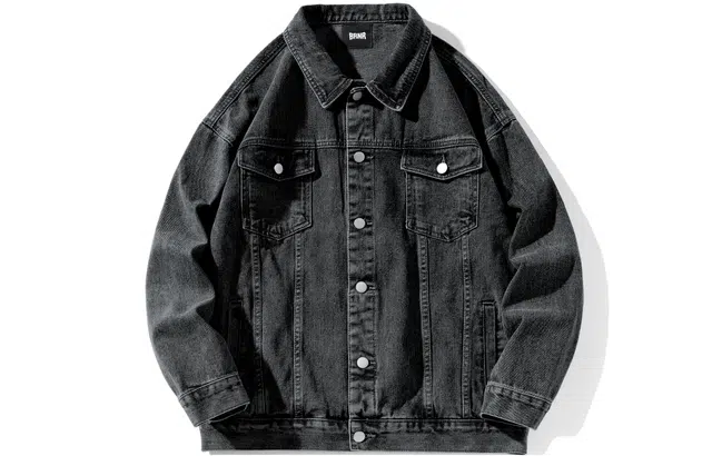 美式复古水洗做旧宽松多元素设计长袖休闲服饰牛仔外套 男女同款